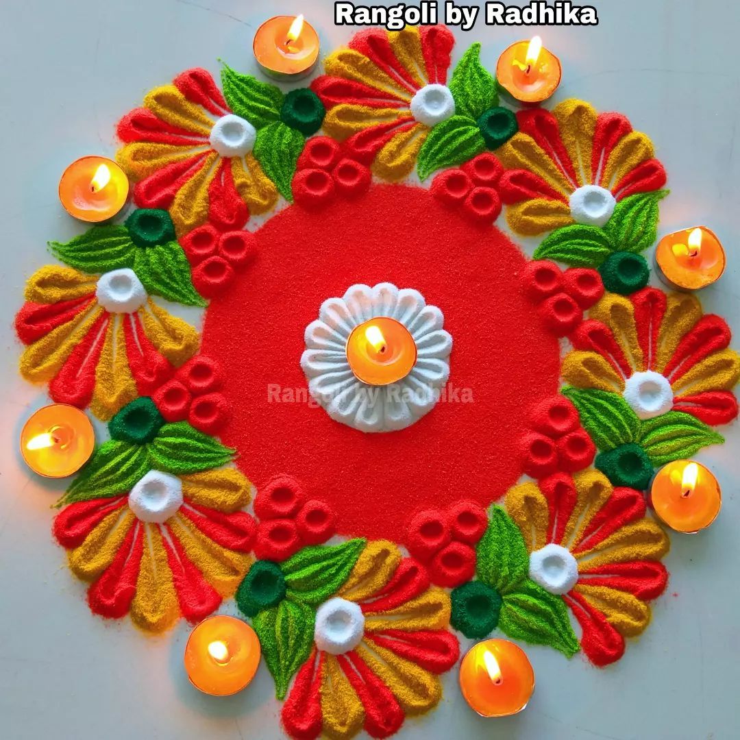 very beautiful festive special rangoli design by radhika
