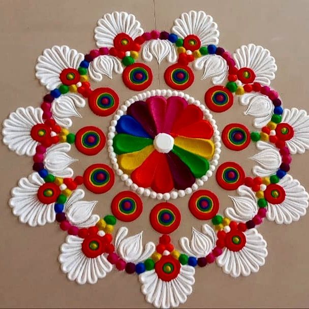 lovely rangoli design for festive occasion by pyarirangoli