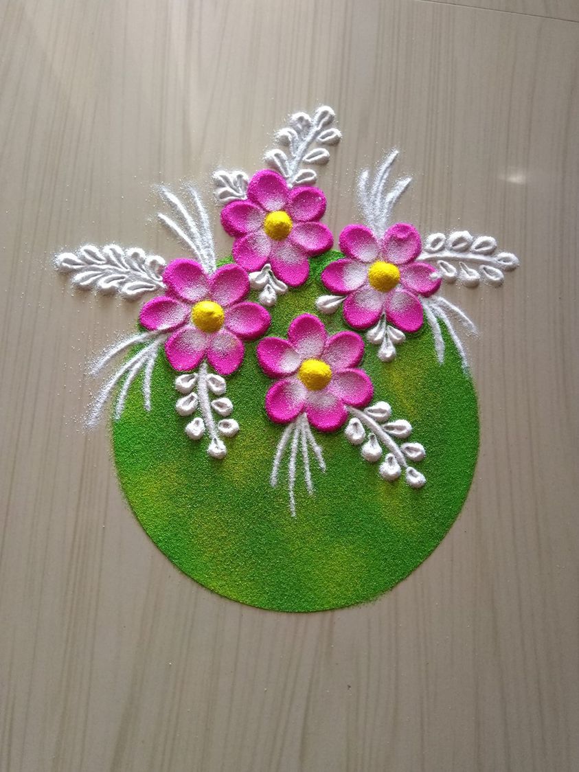 simple flower rangoli design by seema panchal