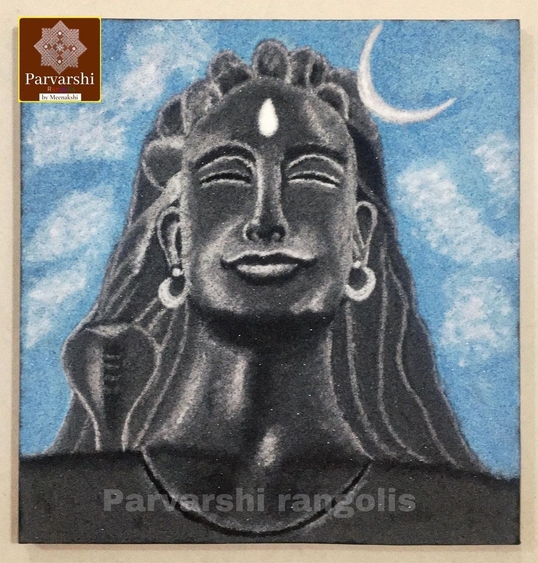 maha shivaratri portrait rangoli art by parvarshi rangolis