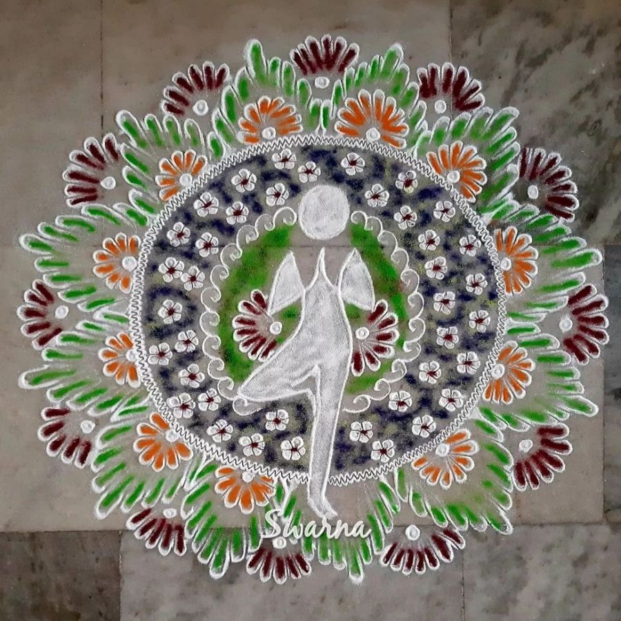 creative rangoli rangoli design happy yoga day by swarnavasi
