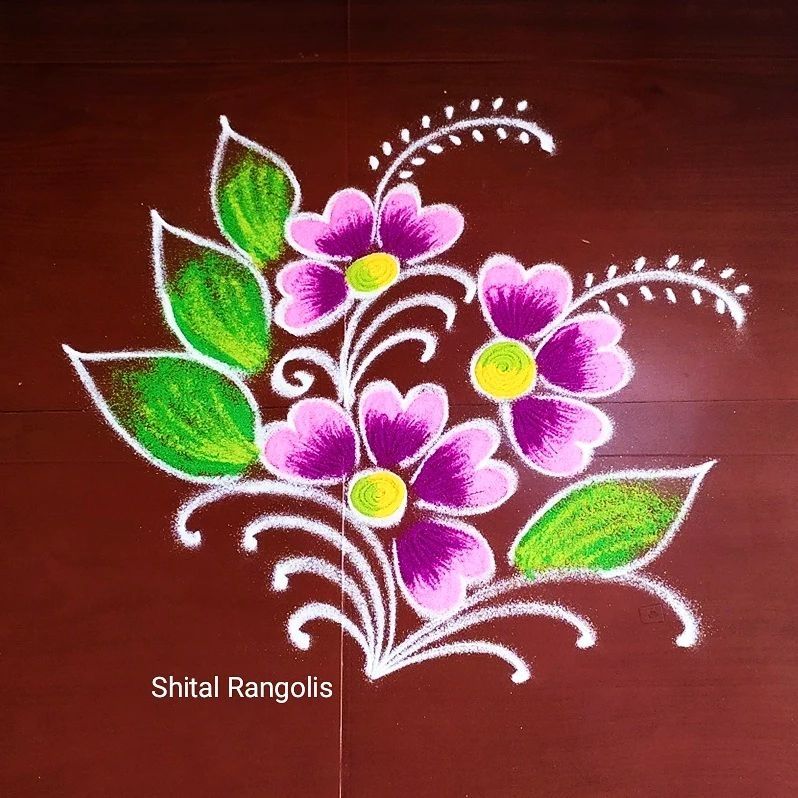 easy flower rangoli design by shital rangolis