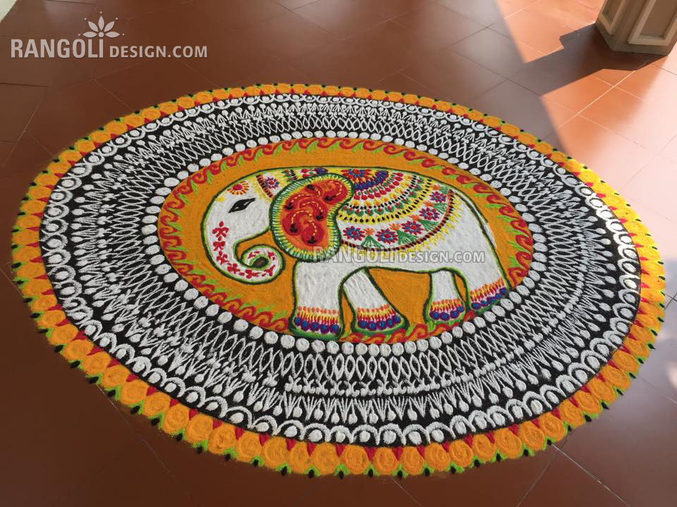 5 rangoli design elephant by mash