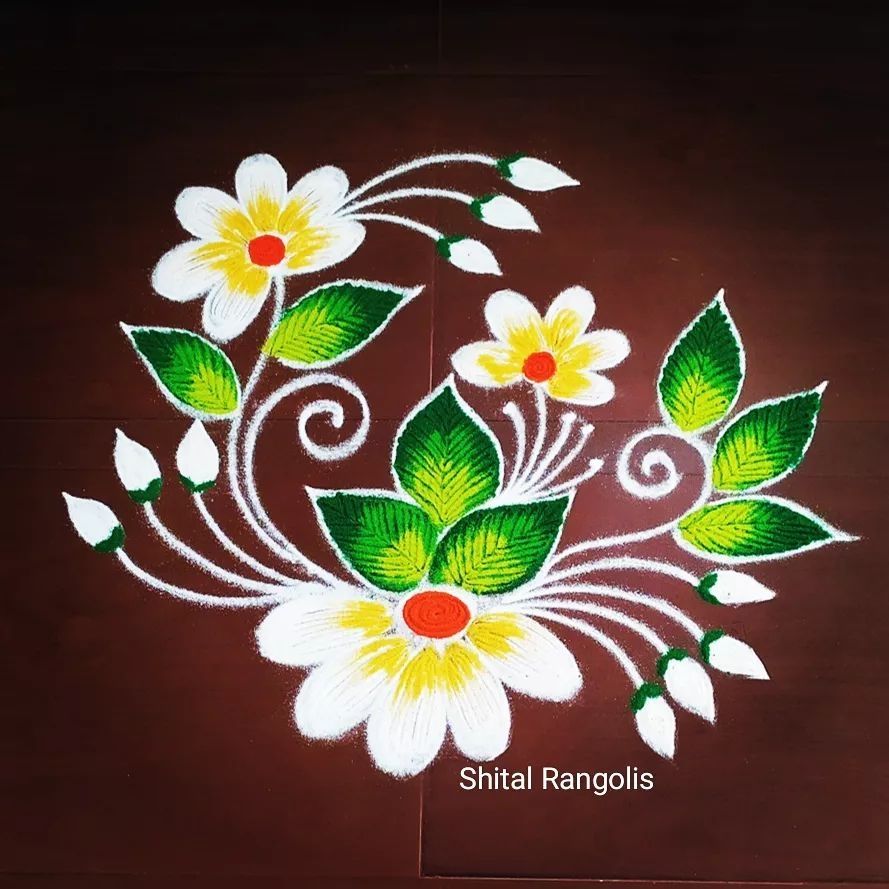 beautiful flower rangoli design by shital rangolis