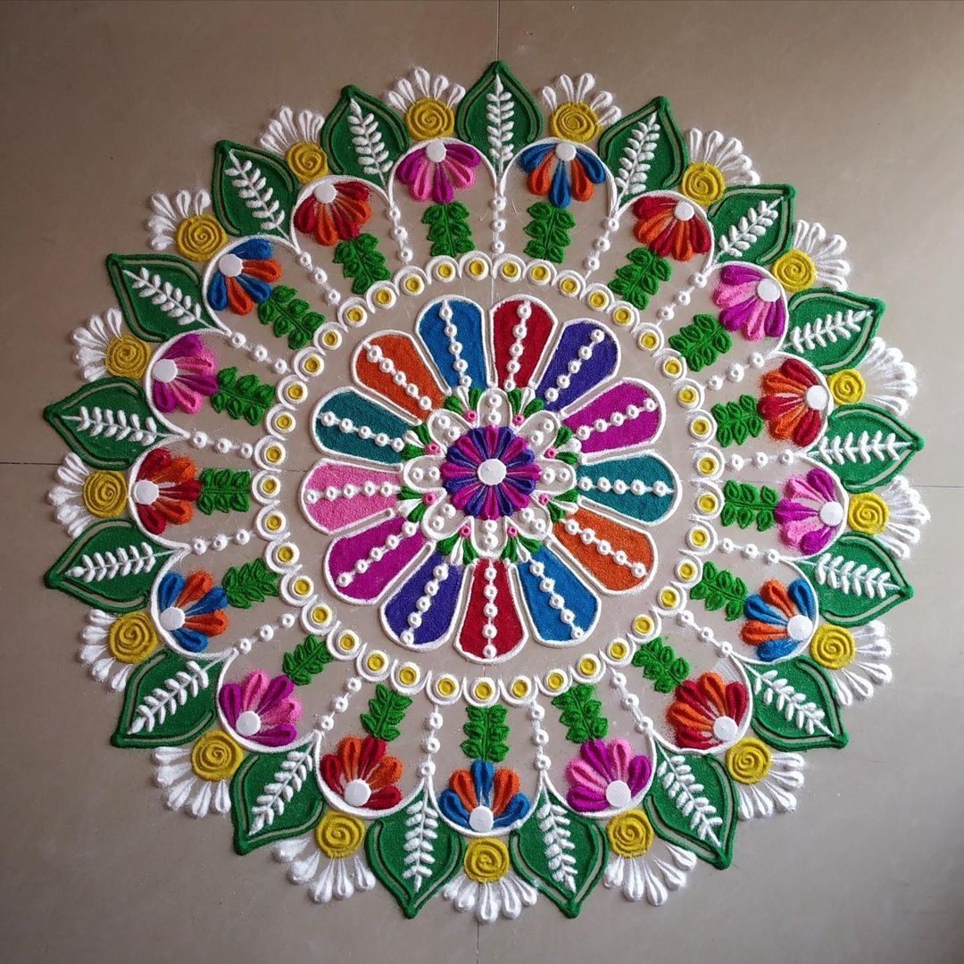 colorful rangoli design by poonam patil