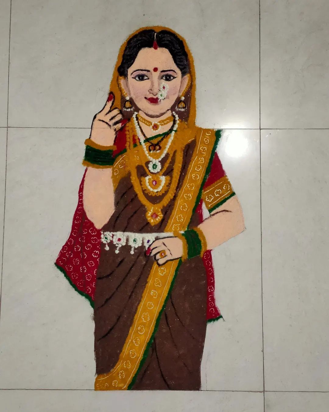portrait rangoli artwork woman by badals rangoli
