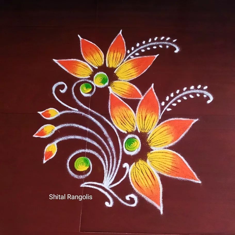 beautiful flower rangoli design by shital rangoli