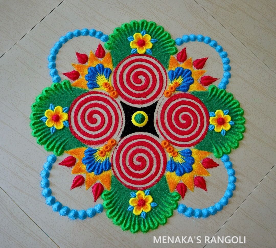 creative rangoli design by menaka rangoli